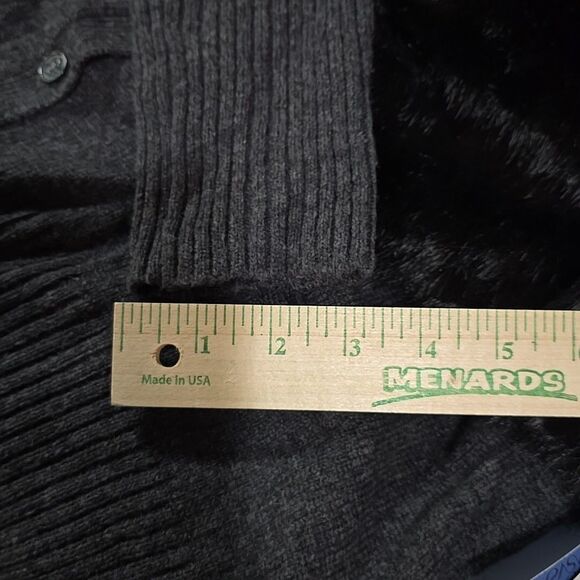 Faux Fur Wool Cardigan Sweater SzL-XL VeraWang Y2K Baddie Glam Boho Chic Preppy - Picture 9 of 16